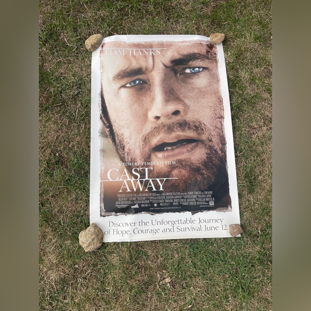Y2K - Cast Away Poster - Tom Hanks - White, Brown, Blue